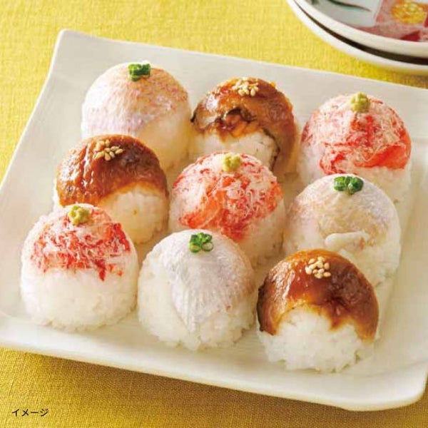 「3種の彩り手まり寿司（穴子、小鯛、紅ズワイガニ）」