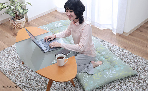 「綿ガーゼごろ寝長座布団 リーフ柄」