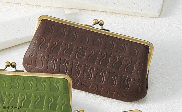 「ネコ柄がま口財布 チョコ」