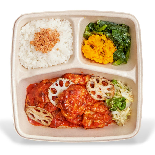 おいしいプラス「大山鶏の完熟トマトソース弁当」