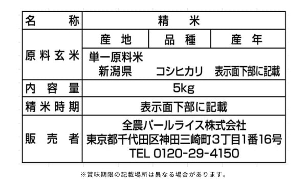 全農パールライス「無洗米新潟コシヒカリ」