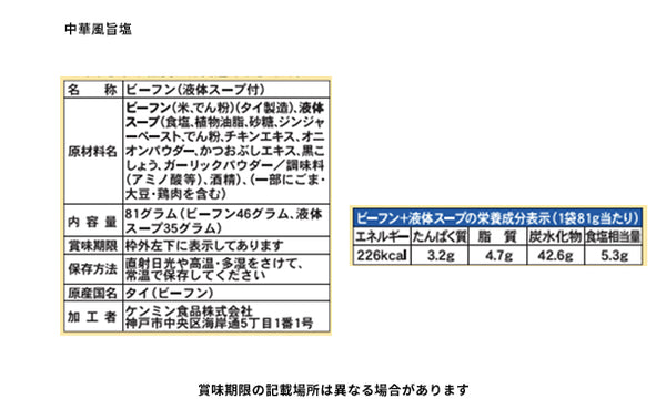 ケンミン食品「ケンミン汁ビーフンセット」