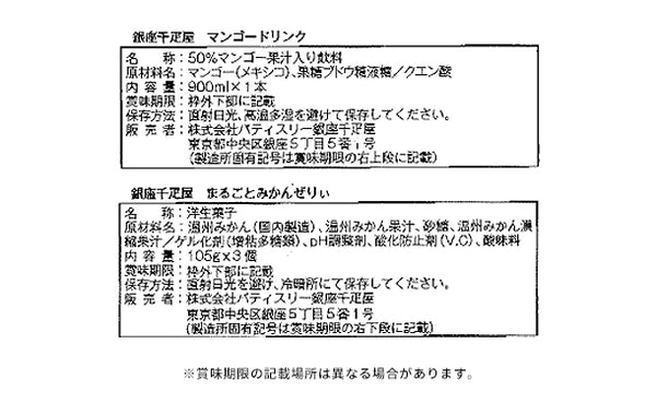 銀座千疋屋「マンゴードリンク＆まるごとみかんぜりぃセット」
