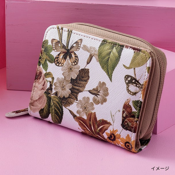 Vior「ボタニカルフラワー折財布（ベージュ）」