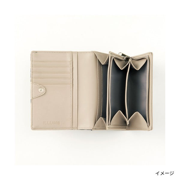 イルムス「バイカラー二つ折財布（ネイビー）」