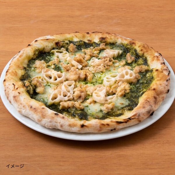 「鶏肉とレンコンのピザ」