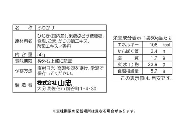 山忠「国産 ひじき白和えの素（豆腐半丁用）＆ひじきふりかけソフトタイプ3種」【レターパックプラス便】