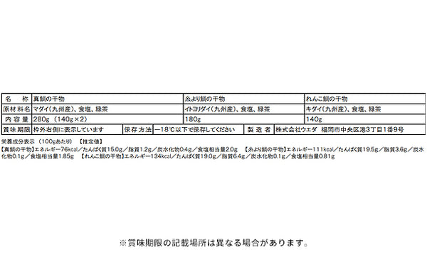 「低温熟成！干物3種詰め合わせ」